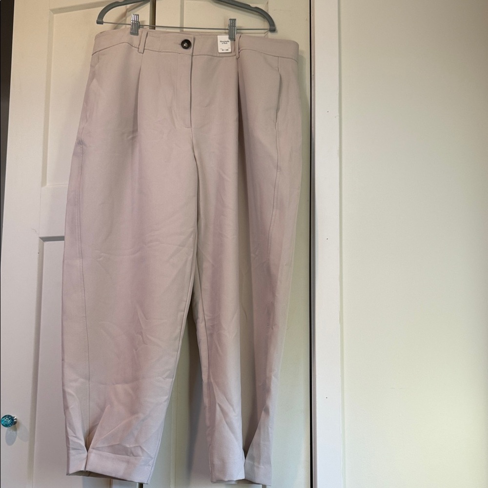 Abercrombie & Fitch beige barrel shaped slacks